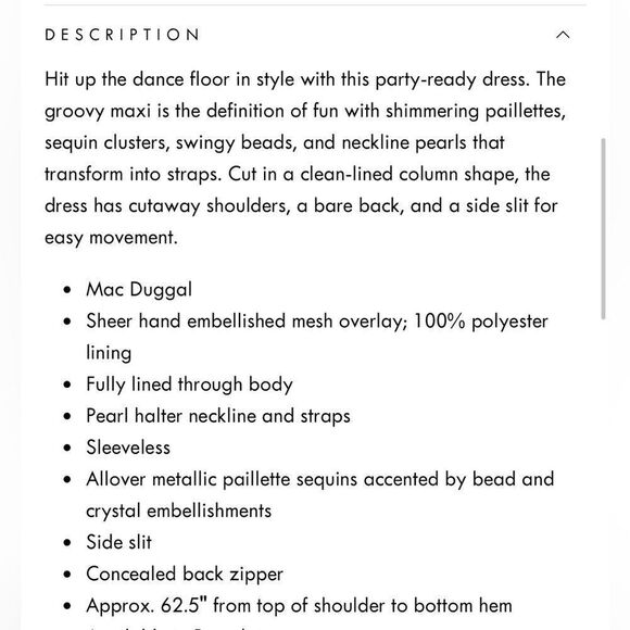 MAC DUGGAL CRYSTAL EMBELLISHED
CASCADE OPEN BACK
COLUMN GOWN / size 16 - Picture 10 of 10